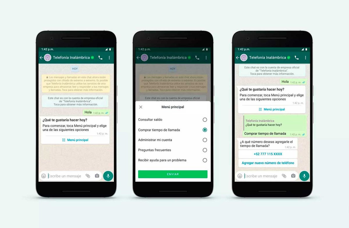 Interfaz de WhatsApp Business