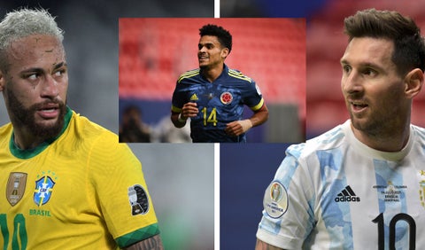 Luis Díaz, Lionel Messi y Neymar