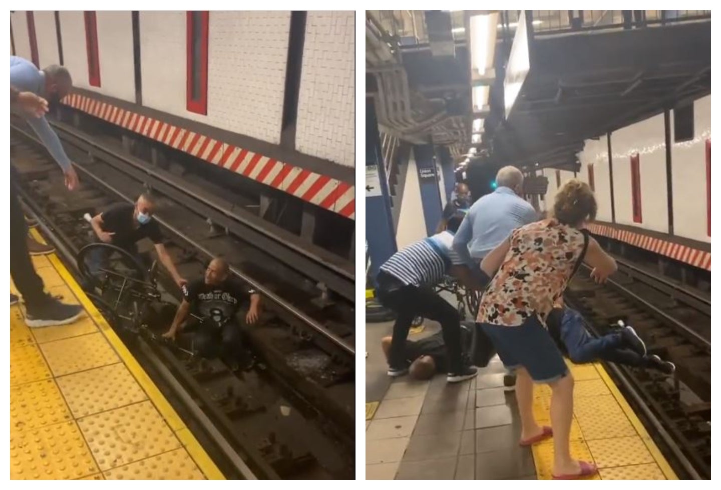 Hombre en silla de ruedas cayó a vía del metro de Nueva York, por poco muere