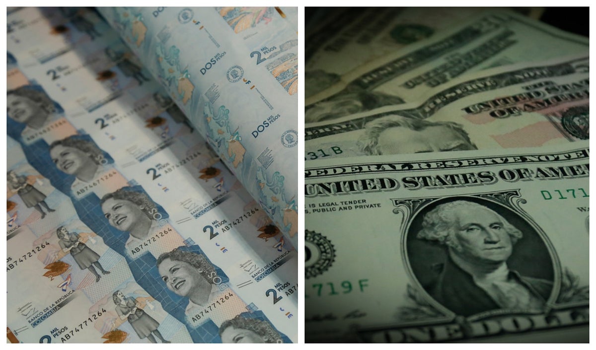 Peso colombiano devaluado frente al dólar