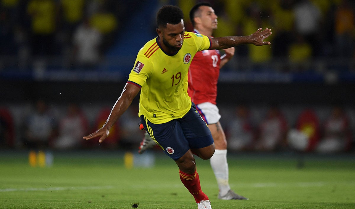 Miguel Ángel Borja con la Selección Colombia ante Chile
