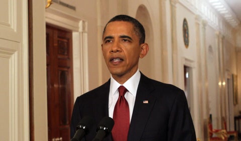 Obama en el momento que anuncia la muerte de Bin Laden