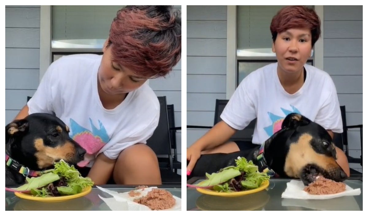 Mujer y perro en TikTok