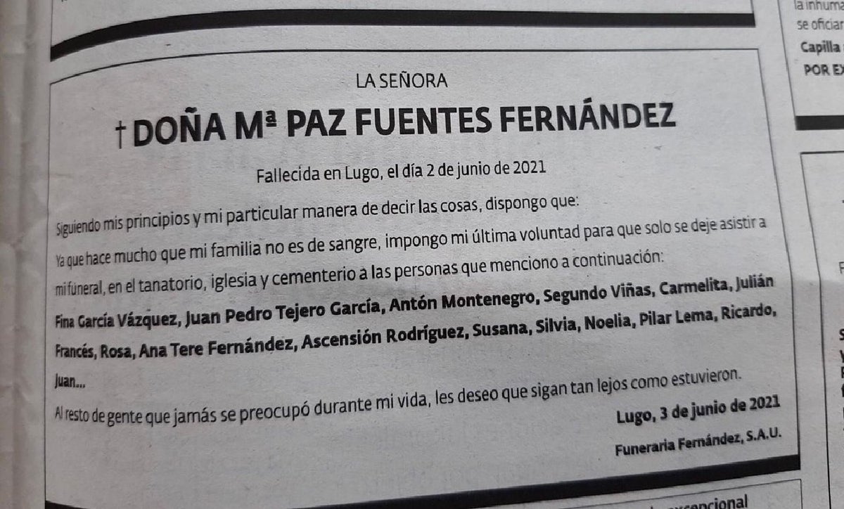 Antes de morir, mujer escogió a las personas que quería que fueran a su funeral