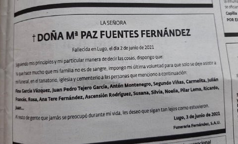 Antes de morir, mujer escogió a las personas que quería que fueran a su funeral