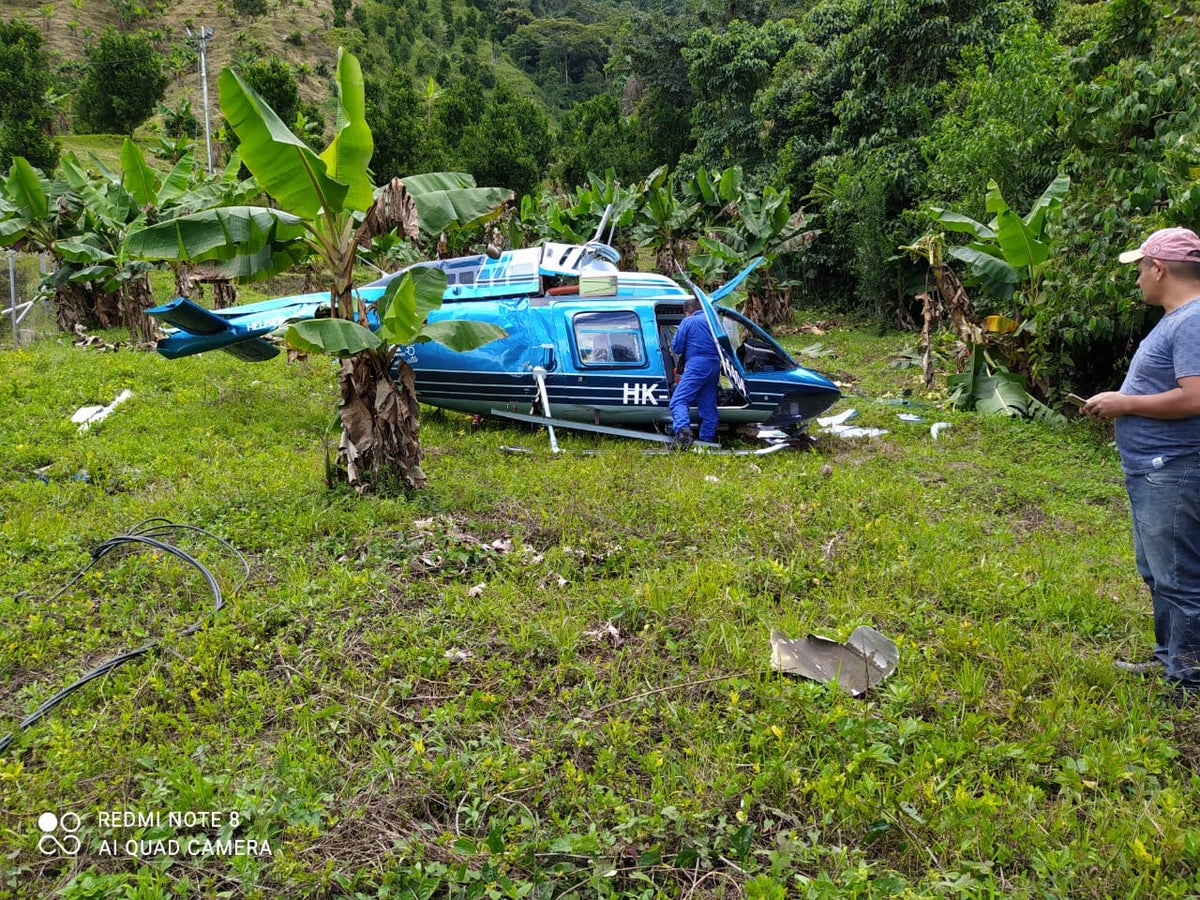 Aterrizaje de helicóptero en Cañasgordas, Antioquia.