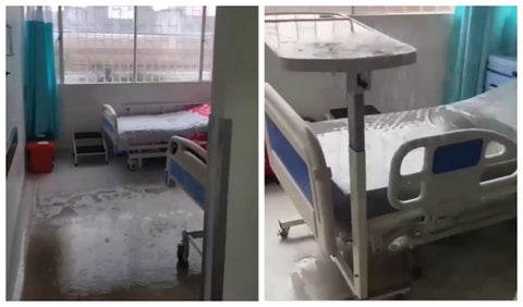 Hospital de Soacha bajo el agua por fuertes lluvias