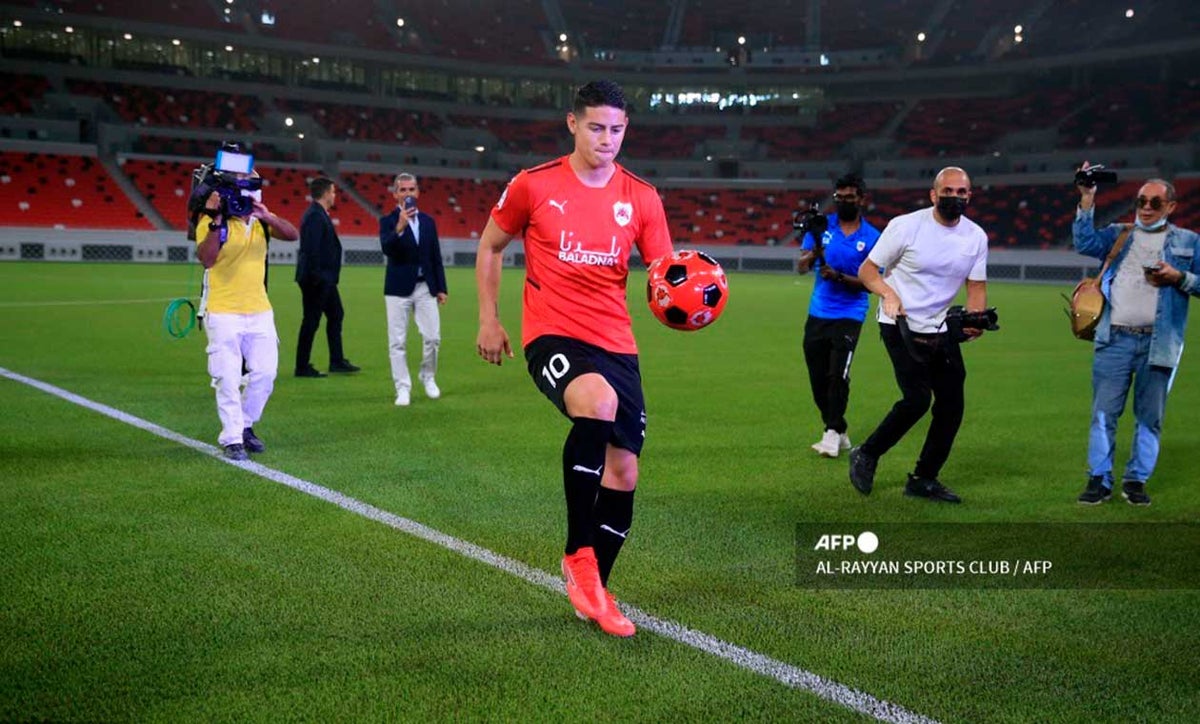 James Rodríguez con la camiseta del Al Rayyan