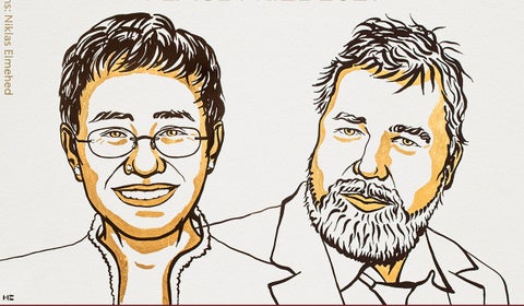Maria Ressa y Dimitri Muratov, ganadores del premio Nobel a la Paz