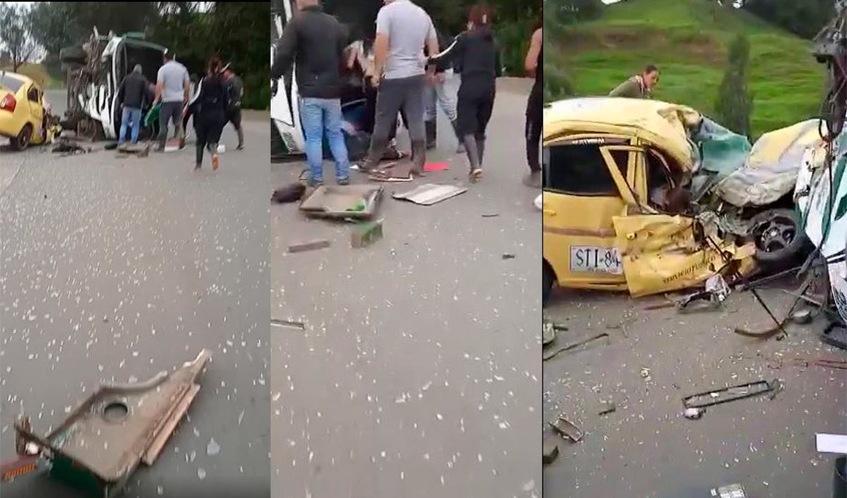 Choque taxi y bus en Santa Rosa de Osos, Antioquia