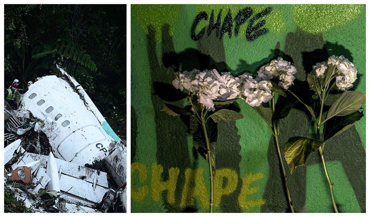 El avión accidentado con el equipo de Chapecoense quedó destrozado
