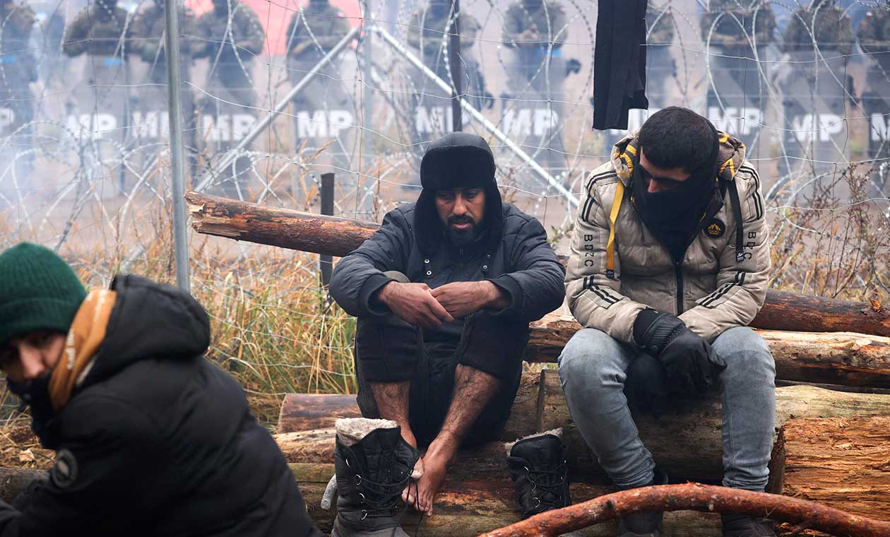 Migrantes en frontera entre Polonia y Bielorrusia