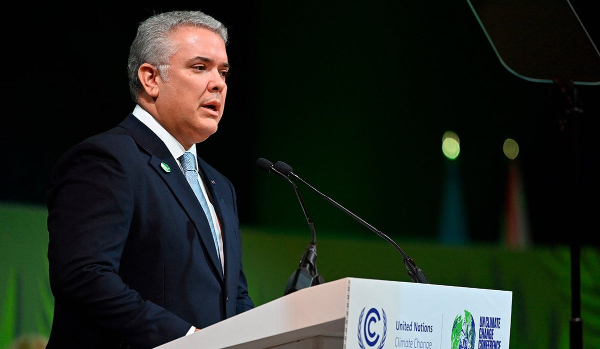 Iván Duque emite discurso en la COP26