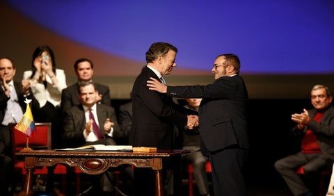 Juan Manuel Santos y Rodrigo Londoño