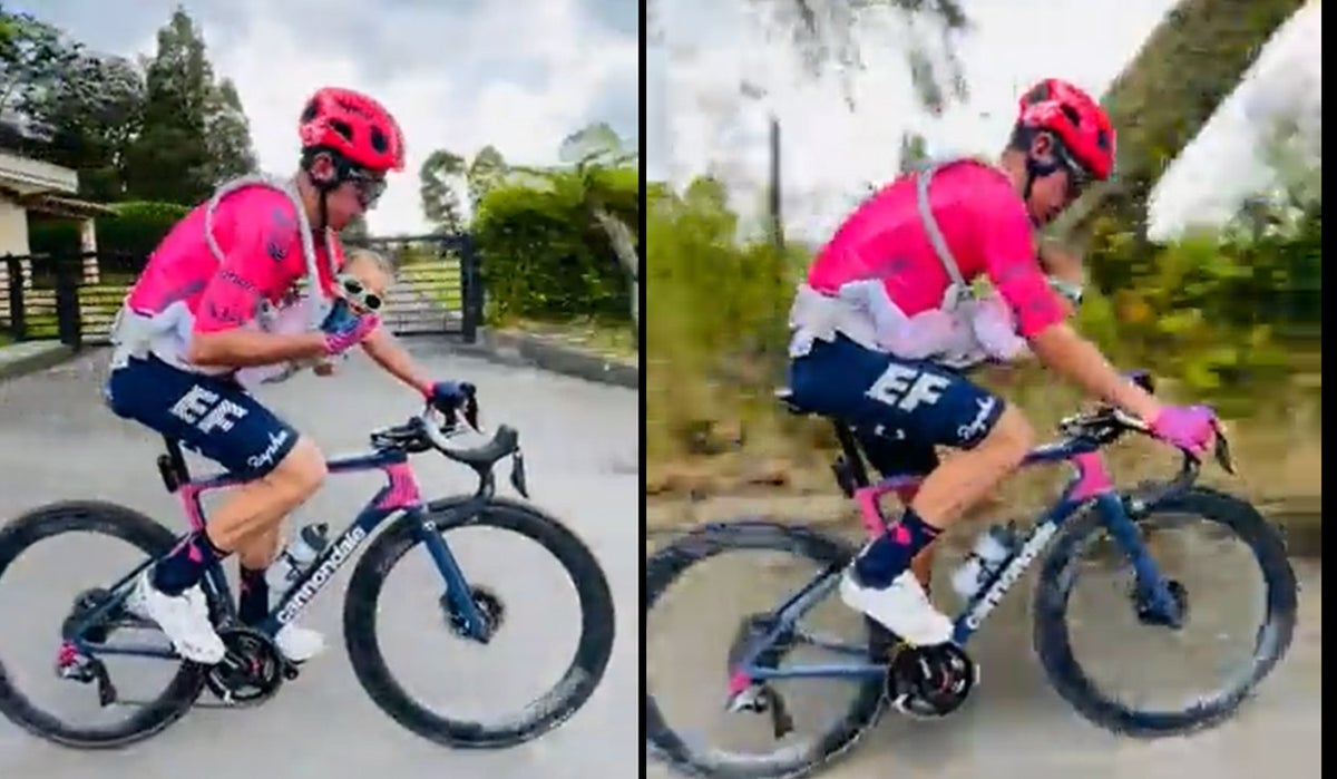 Rigoberto Urán junto a su hija