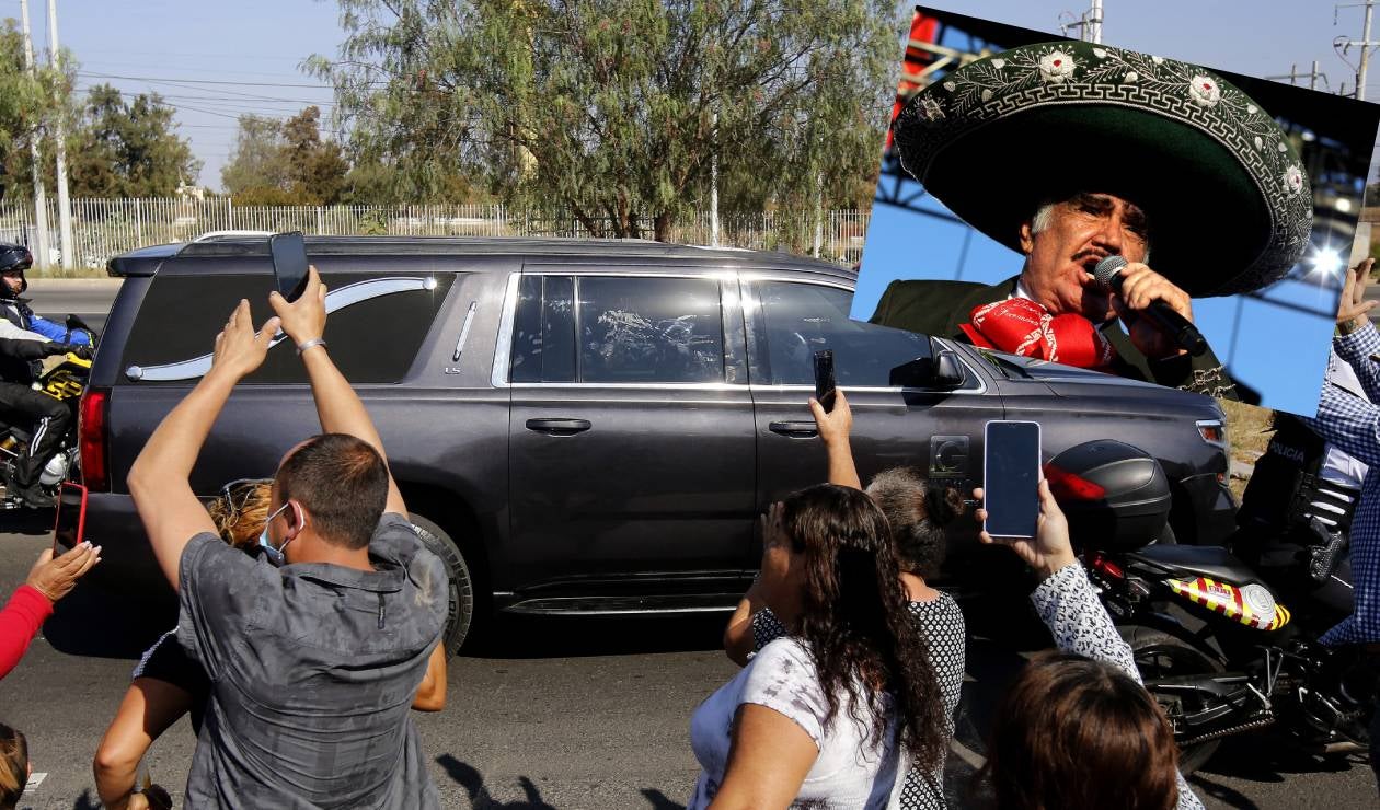 Carro fúnebre lleva cuerpo de Vicente Fernández por Guadalajara