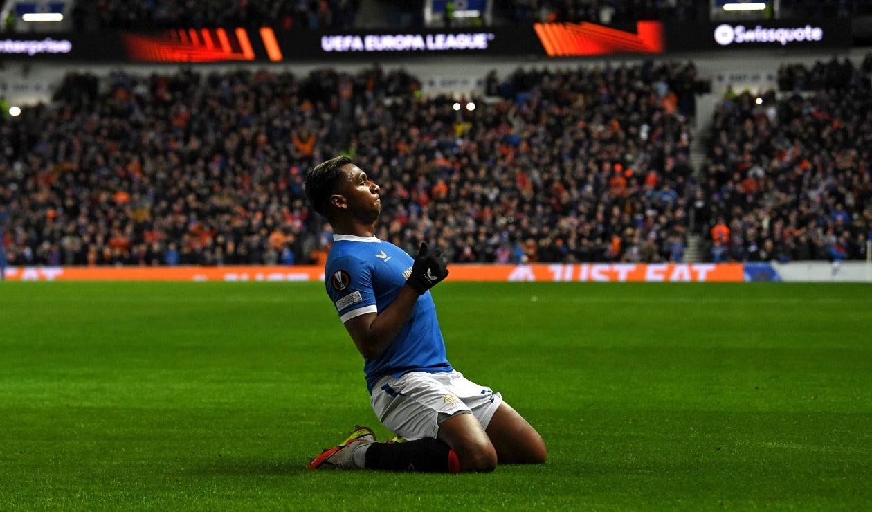 Alfredo Morelos celebra gol que marcó para Rangers
