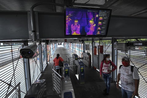 Estación de Transmilenio, en Bogotá