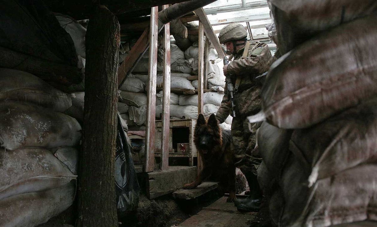 Militar en frontera de Ucrania con Rusia