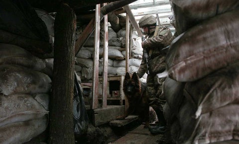 Militar en frontera de Ucrania con Rusia
