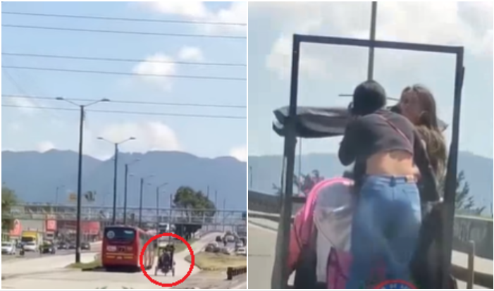 Imprudencia de mototaxista con coche y bebé a bordo