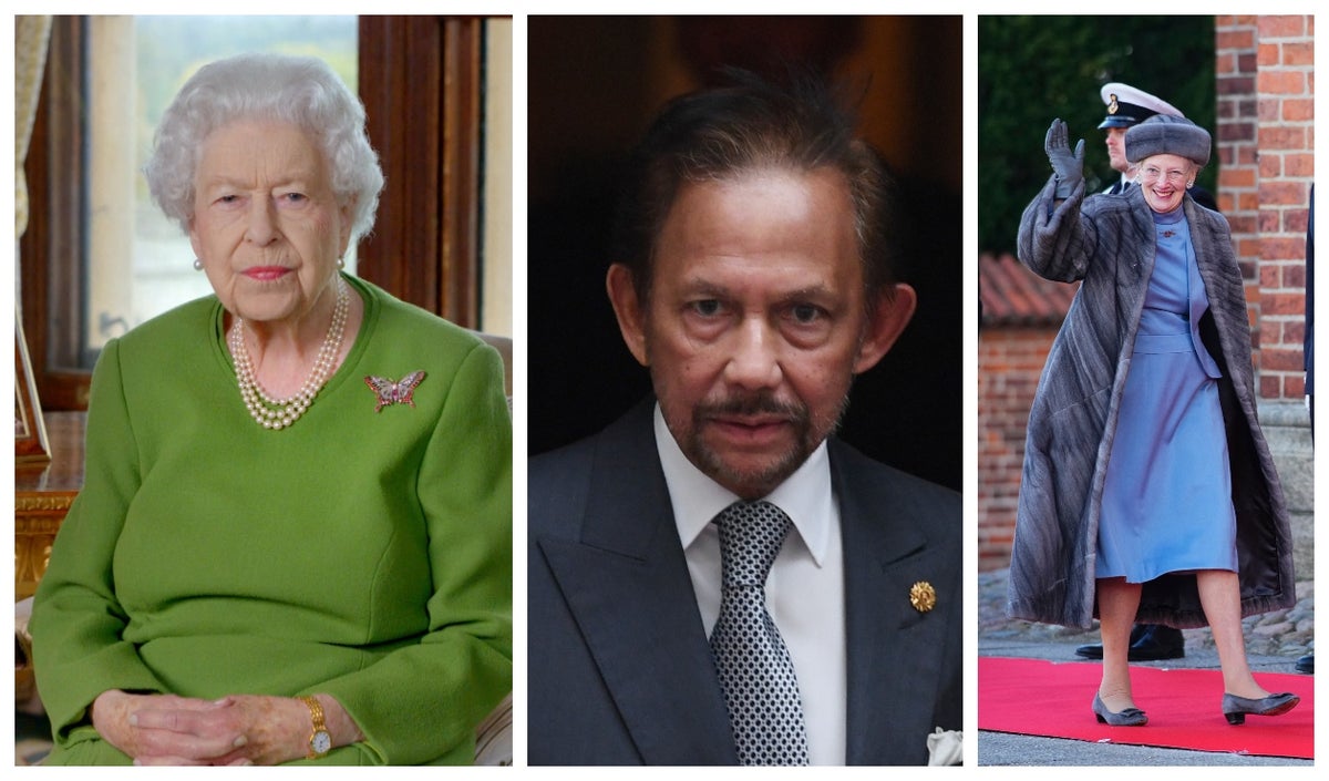 Reina Isabel II, sultán de Baréin y Margarita de Dinamarca