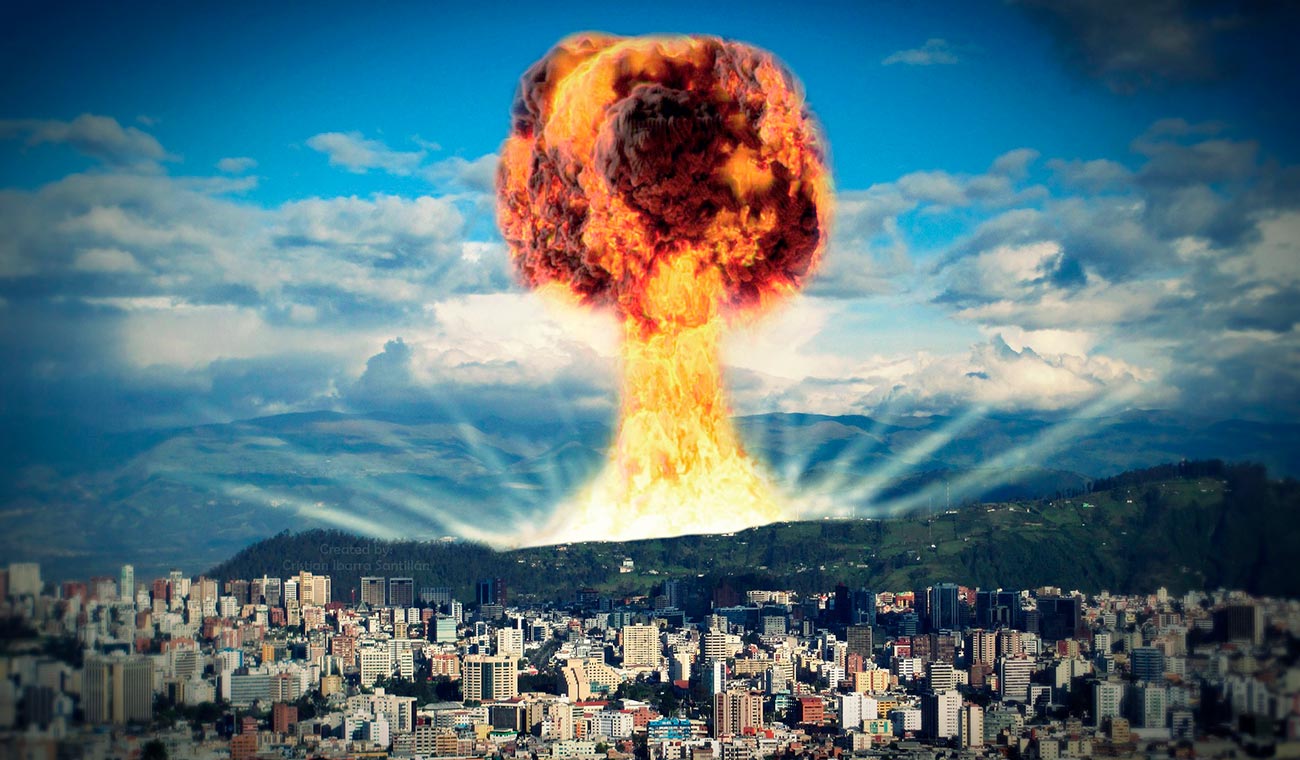 Explosión de bomba atómica en guerra nuclear