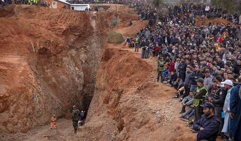 Zona del pozo en Marruecos donde cayó el niño Rayan