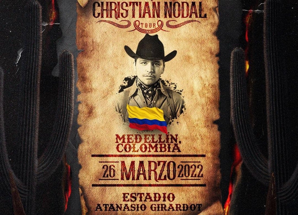 Así fue anunciado el concierto de Christian Nodal en Medellín.