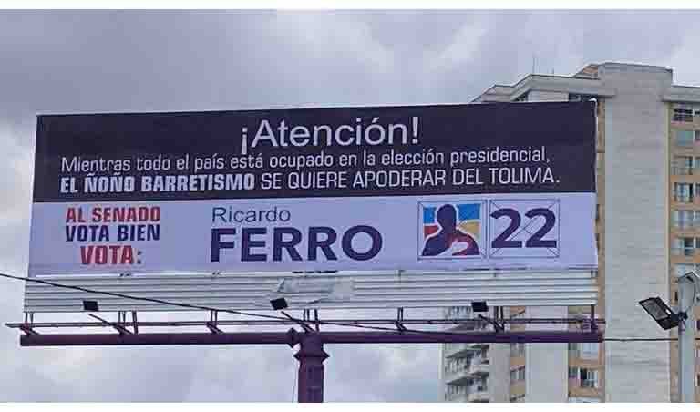 Elecciones 2022: polémica valla política que evoca a ñoños en Tolima