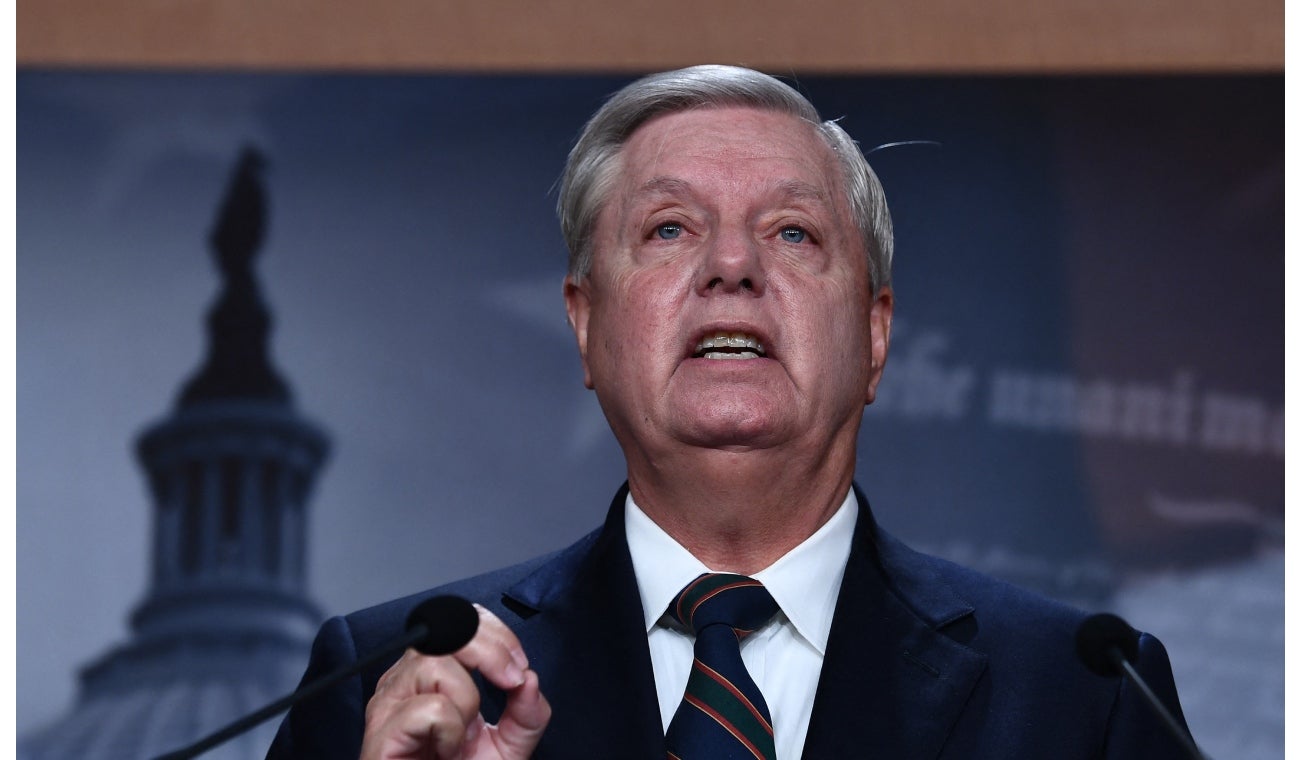 Lindsey Graham, senador estadounidense dando su discurso
