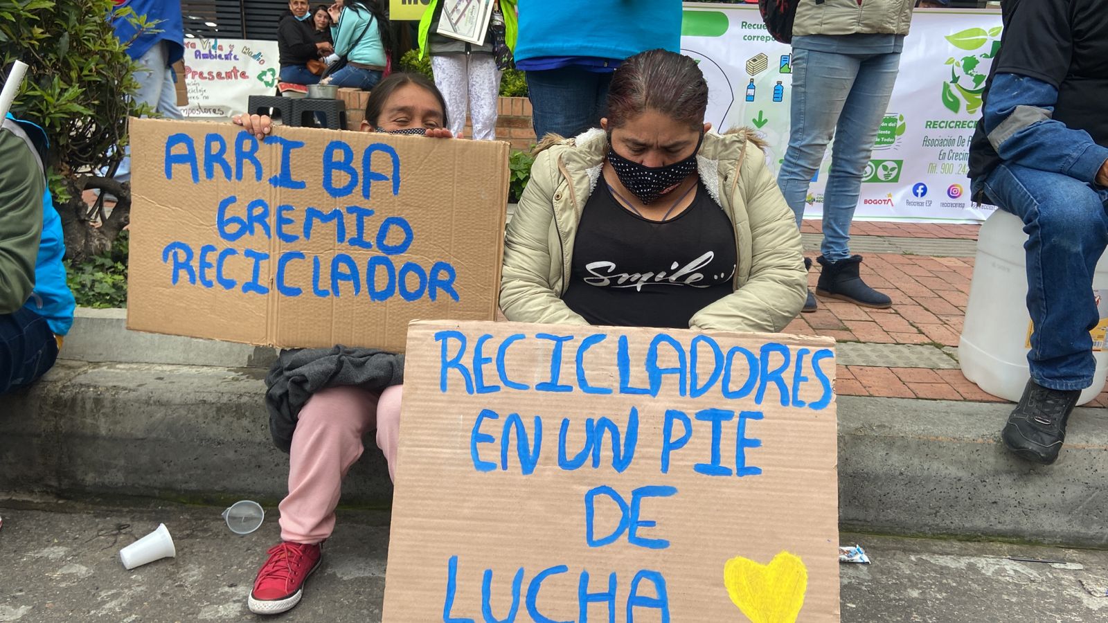 Protesta de recicladores en Bogotá.