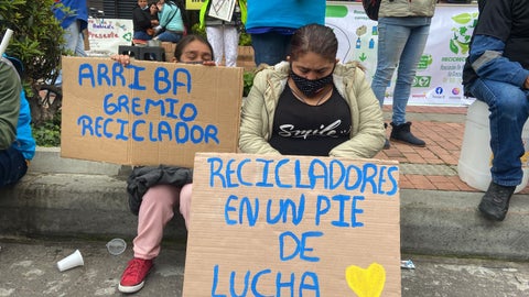 Protesta de recicladores en Bogotá.