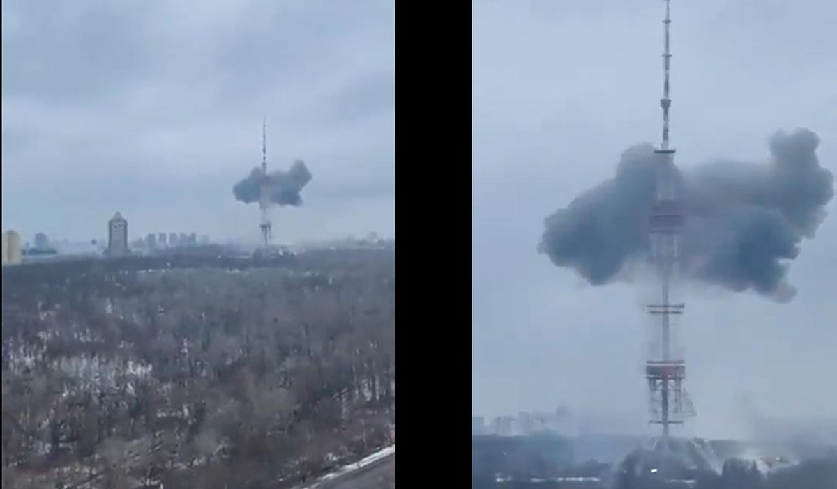 Torre de televisión de Kiev atacada por tropas rusas