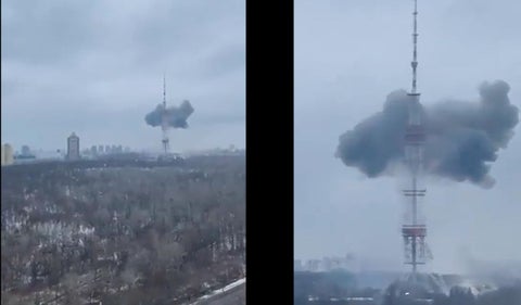 Torre de televisión de Kiev atacada por tropas rusas