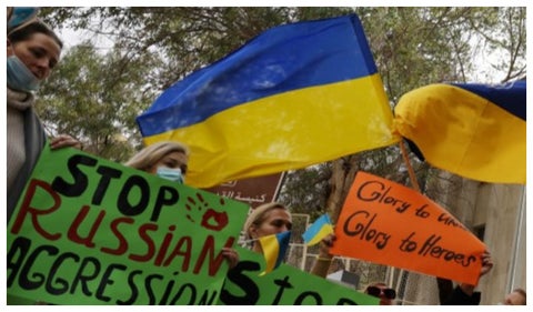 Ucranianos protestando en Colombia