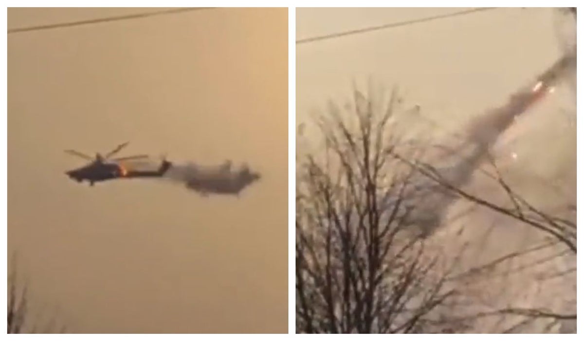 Helicóptero ruso se parte en dos