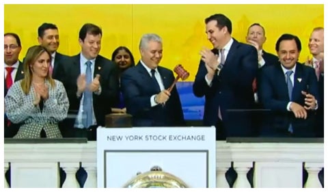 Iván Duque tocó la campana en Bolsa de Nueva York