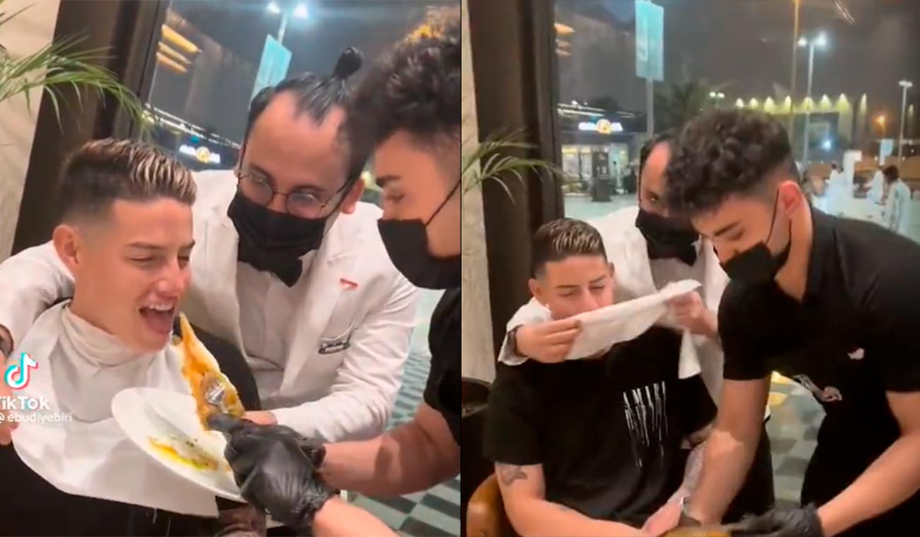James Rodríguez comiendo en lujoso restaurante