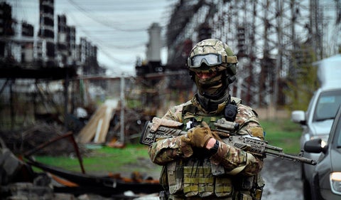 Soldado ruso en Luhansk, Ucrania