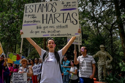 Protesta contra la violencia sexual en Colombia.