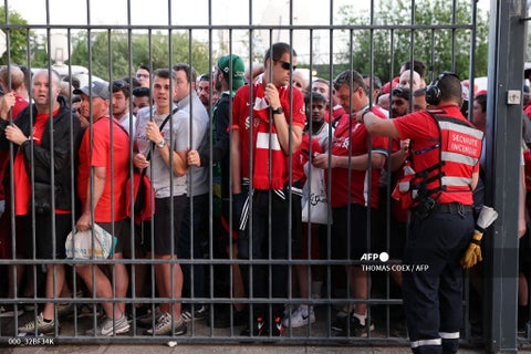 Hinchas del Liverpool en la final de Champions.