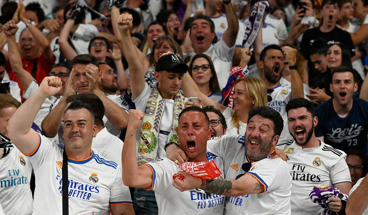 Hinchas del Real Madrid en final de la Champions League