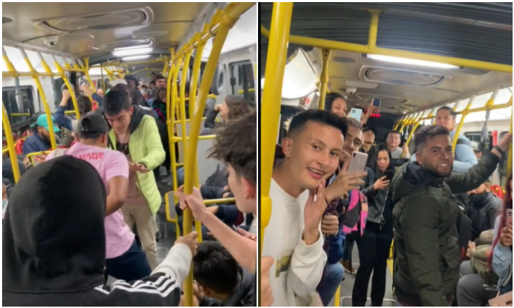 Pasajeros de TransMilenio armaron parranda dentro de un bus