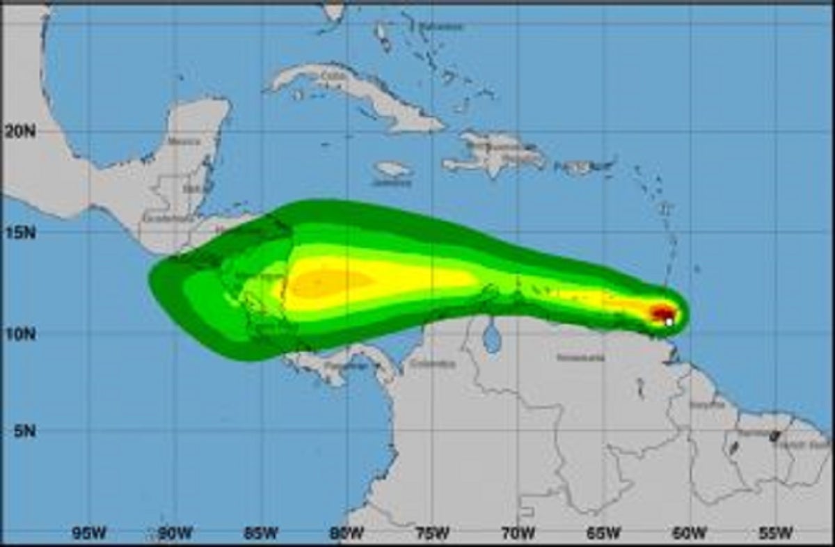 Tormenta tropical Two por el Caribe.