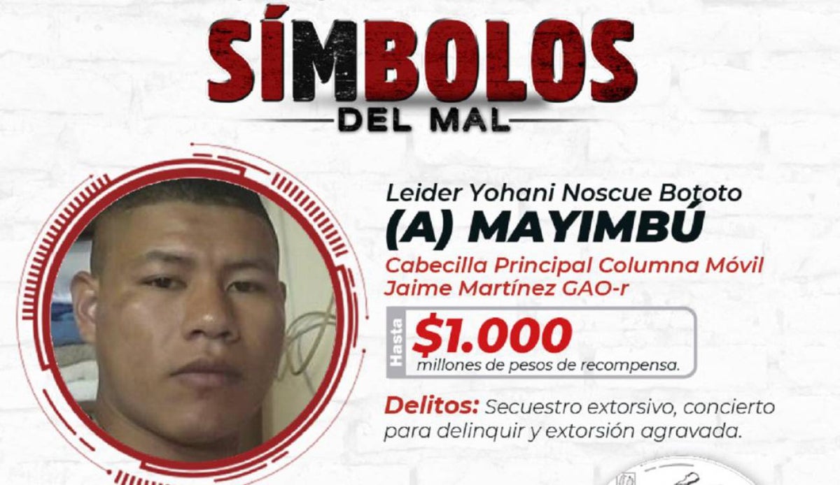 Esa era la recompensa que ofrecía el Gobierno por la captura de alias 'Mayimbú'