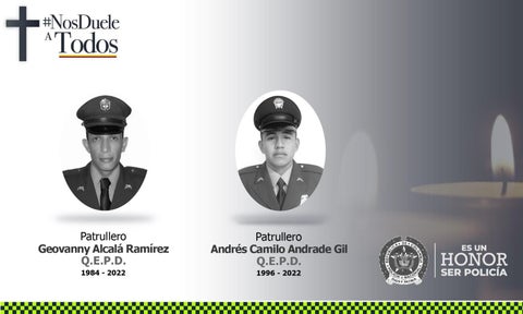 Policías asesinados en el corregimiento San Félix de Bello, Antioquia.