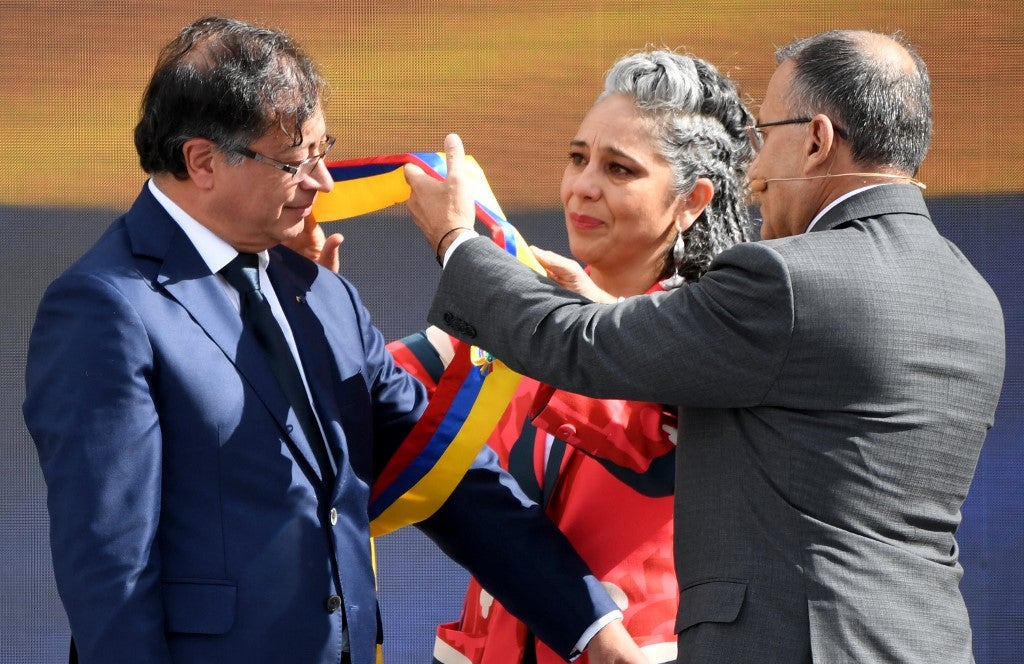María José Pizarro y Gustavo Petro en posesión