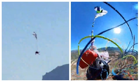 Paracaidista se enredó en pleno descenso y logra salvarse