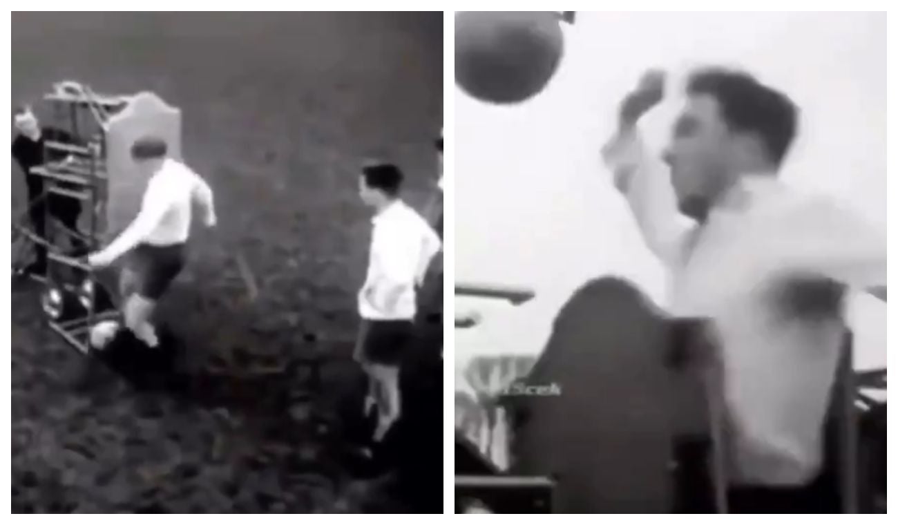 Entreno de futbolistas en 1950